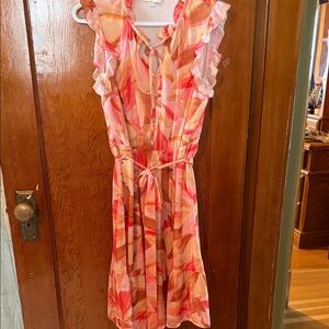 Aura Pink and Red Ruffled Dress